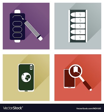 Concept of flat icons with long shadow mobile vector image