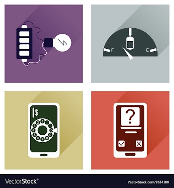 Concept of flat icons with long shadow mobile vector image