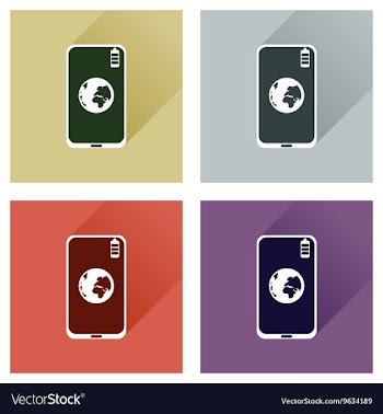 Concept of flat icons with long shadow Mobile vector image