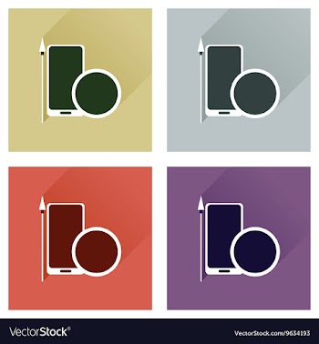 Concept of flat icons with long shadow mobile vector image