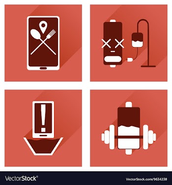 Concept of flat icons with long shadow mobile vector image