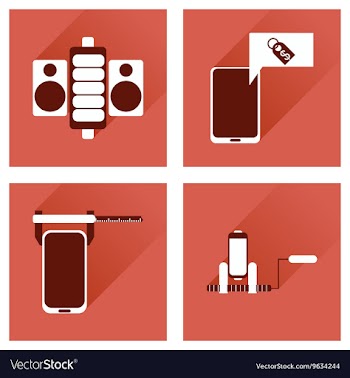 Concept of flat icons with long shadow mobile vector image