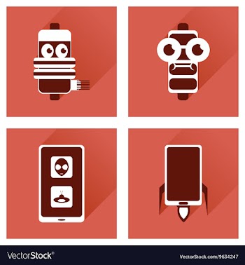 Concept of flat icons with long shadow mobile vector image