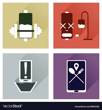 Concept of flat icons with long shadow mobile vector image