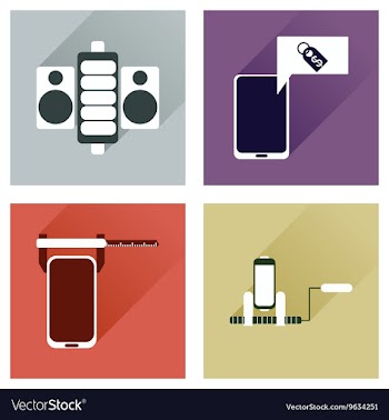 Concept of flat icons with long shadow mobile vector image