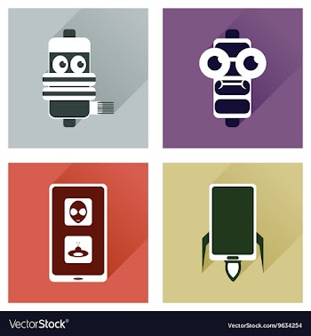 Concept of flat icons with long shadow mobile vector image