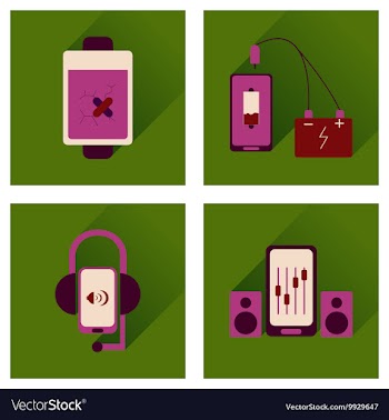 Concept of flat icons with long shadow mobile vector image