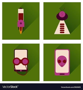 Concept of flat icons with long shadow mobile vector image
