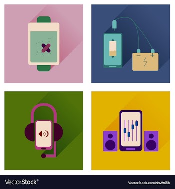 Concept of flat icons with long shadow mobile vector image