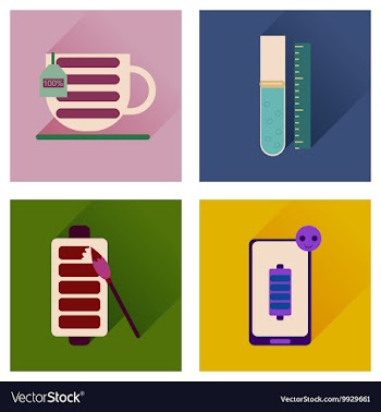 Concept of flat icons with long shadow mobile vector image