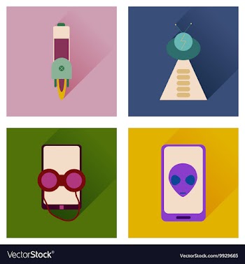 Concept of flat icons with long shadow mobile vector image