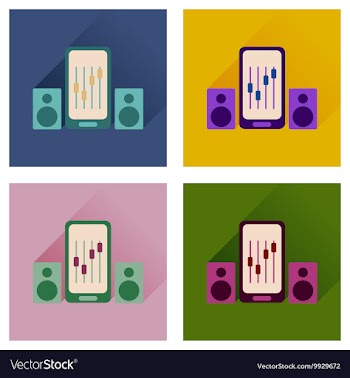 Concept of flat icons with long shadow mobile vector image