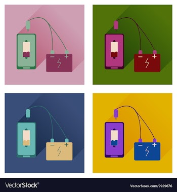 Concept of flat icons with long shadow mobile vector image