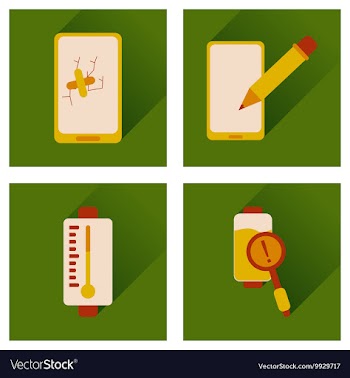 Concept of flat icons with long shadow mobile vector image