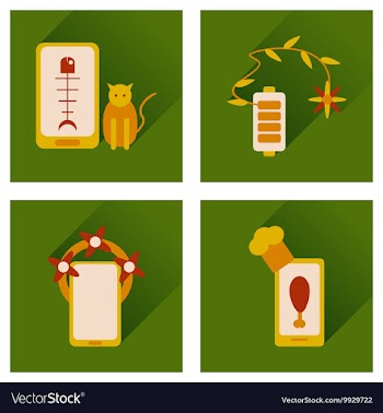 Concept of flat icons with long shadow mobile vector image