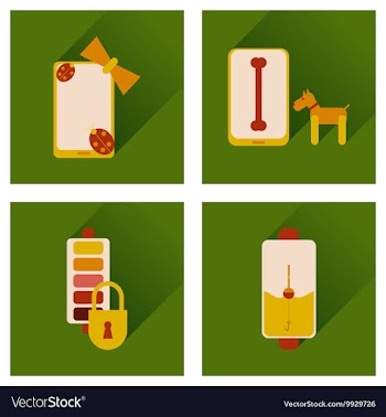 Concept of flat icons with long shadow mobile vector image