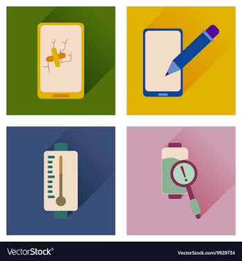Concept of flat icons with long shadow mobile vector image