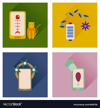 Concept of flat icons with long shadow mobile vector image