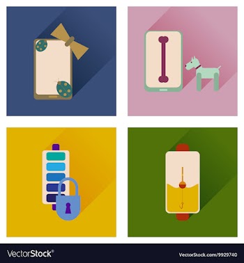 Concept of flat icons with long shadow mobile vector image