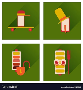 Concept of flat icons with long shadow mobile vector image