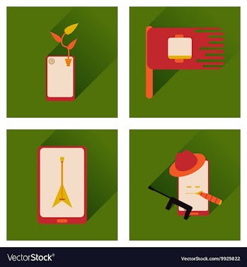Concept of flat icons with long shadow mobile vector image