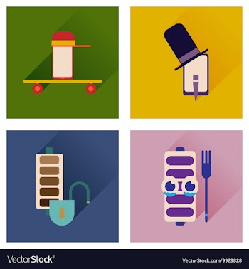 Concept of flat icons with long shadow mobile vector image