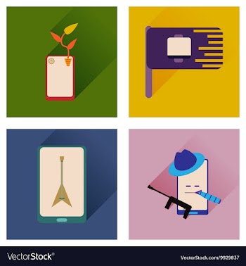 Concept of flat icons with long shadow mobile vector image