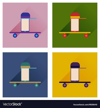Concept of flat icons with long shadow mobile vector image