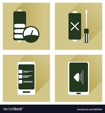 Concept of flat icons with long shadow mobile vector image