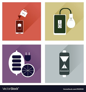 Concept of flat icons with long shadow mobile vector image