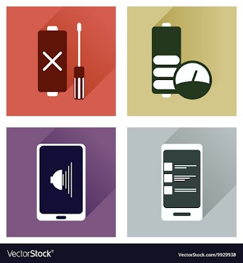 Concept of flat icons with long shadow mobile vector image