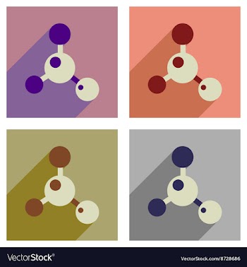 Concept of flat icons with long shadow molecule vector image