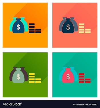 Concept of flat icons with long shadow money bag vector image