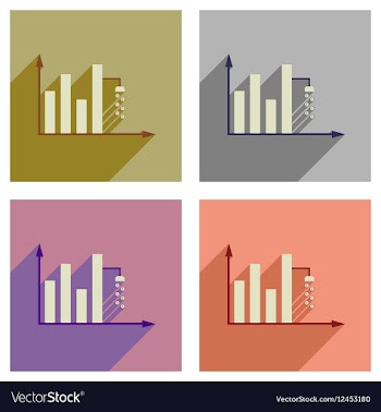 Concept of flat icons with long shadow money graph vector image