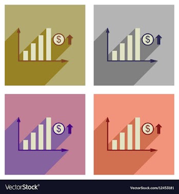 Concept of flat icons with long shadow money graph vector image