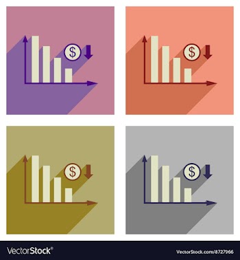 Concept of flat icons with long shadow money graph vector image