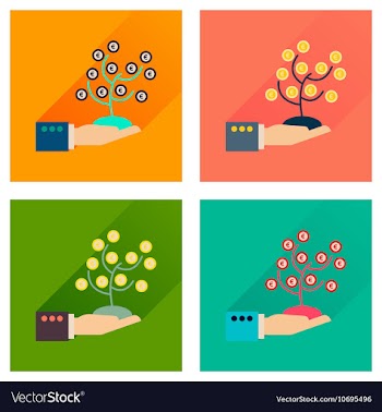 Concept of flat icons with long shadow Money Tree vector image