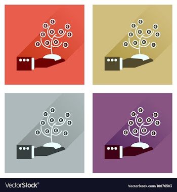 Concept of flat icons with long shadow Money Tree vector image
