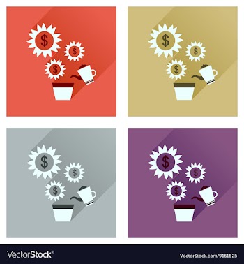 Concept of flat icons with long shadow Money Tree vector image