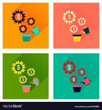 Concept of flat icons with long shadow Money Tree vector image