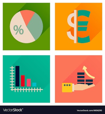 Concept of flat icons with long shadow money vector image