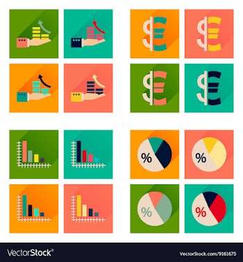 Concept of flat icons with long shadow money vector image