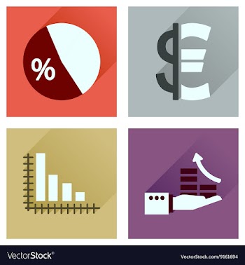 Concept of flat icons with long shadow money vector image