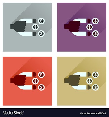 Concept of flat icons with long shadow money vector image