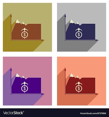 Concept of flat icons with long shadow mountain vector image