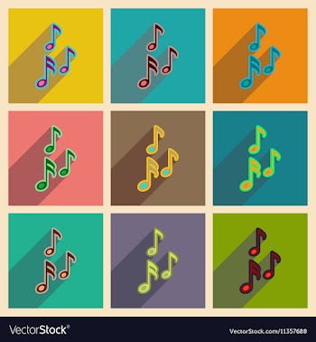 Concept of flat icons with long shadow musical vector image