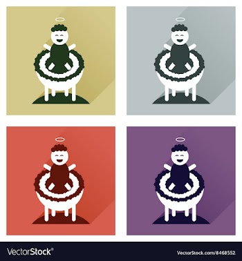 Concept of flat icons with long shadow newborn vector image
