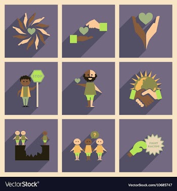 Concept of flat icons with long shadow no racism vector image
