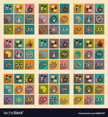 Concept of flat icons with long shadow no racism vector image