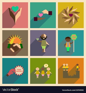Concept of flat icons with long shadow no racism vector image